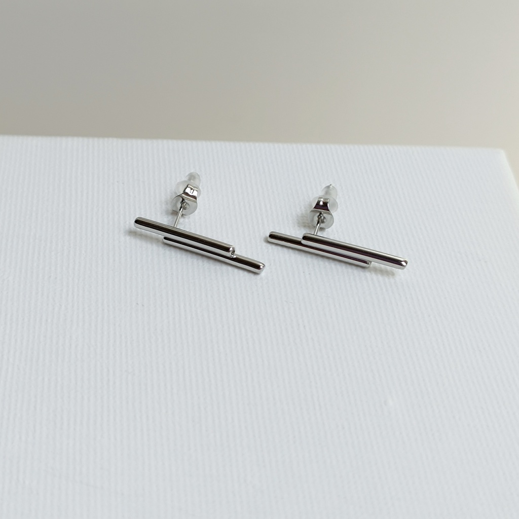 Pendientes Doble Palito Plateado