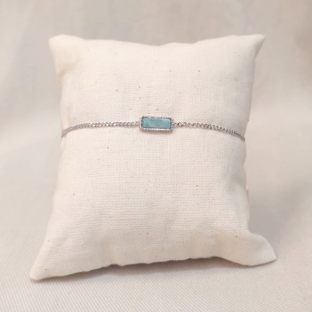 Pulsera Piedra Turquesa Rectangular Plateada