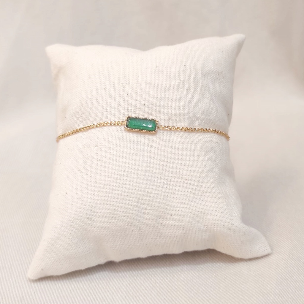 Pulsera Piedra Turquesa Rectangular Dorada