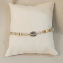 Pulsera Cuentas Verdes Beige Concha Plateada