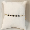 Pulsera Ajustable Corazones Negros Dorada