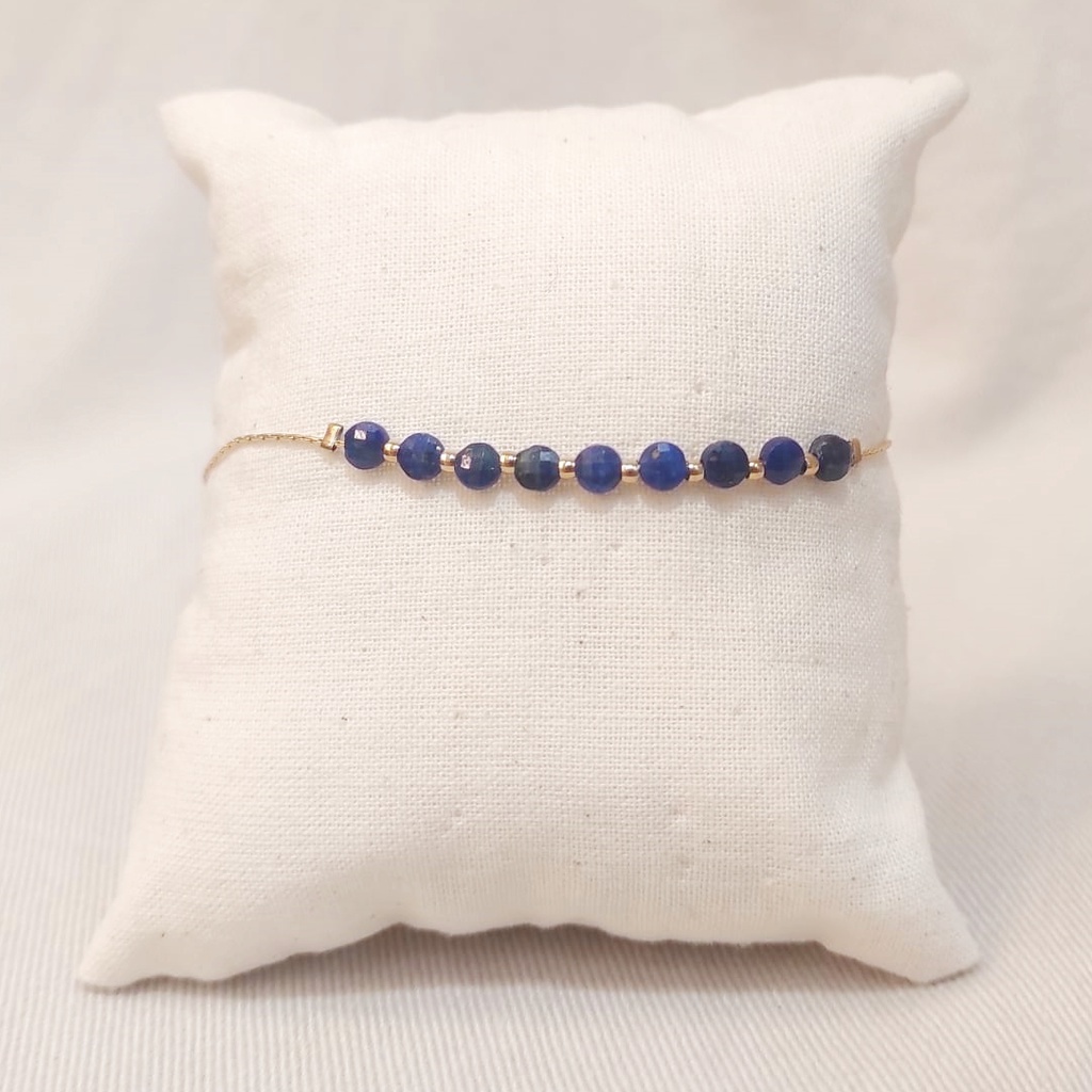 Pulsera Dorada  Cristales Circulares Azules