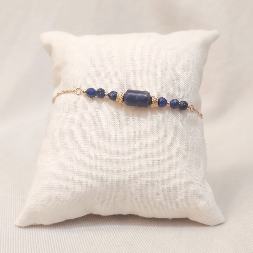 Pulsera Dorada Piedras Azul Marino
