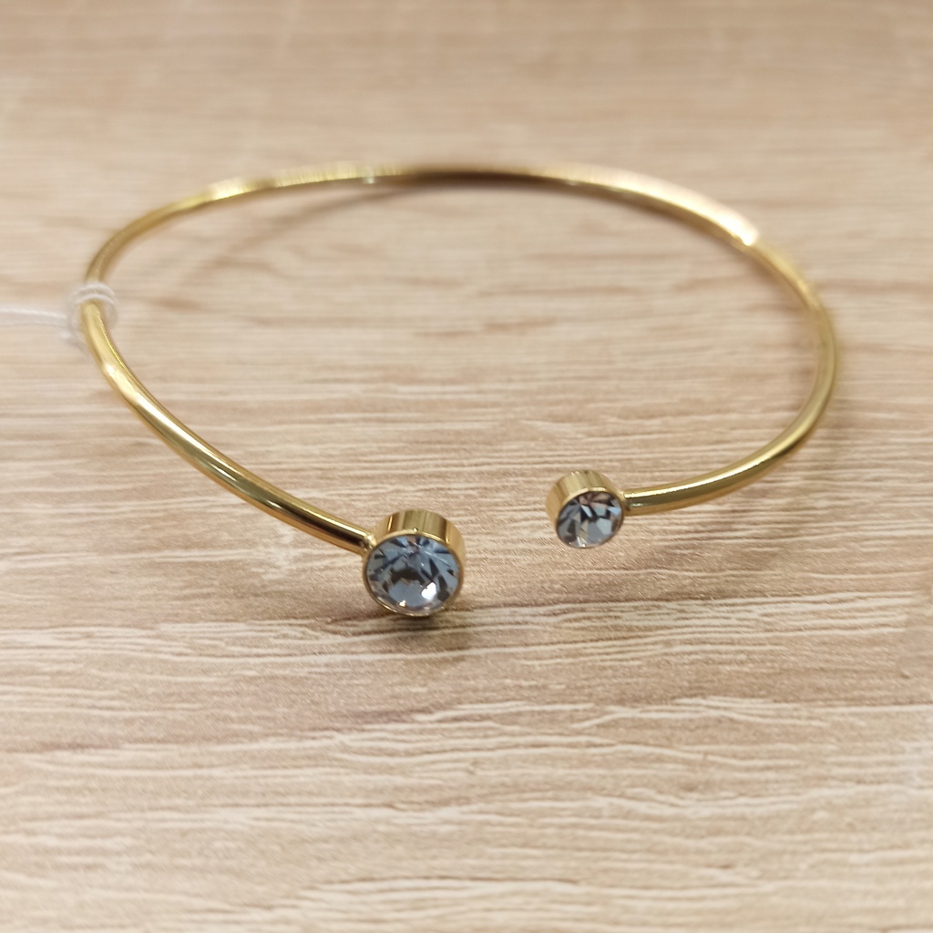Brazalete Doble Circonita Brillo Dorado