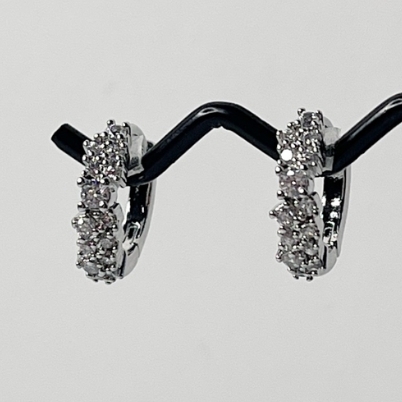 Pendientes Aro Mini Circonitas Bloom Plateado