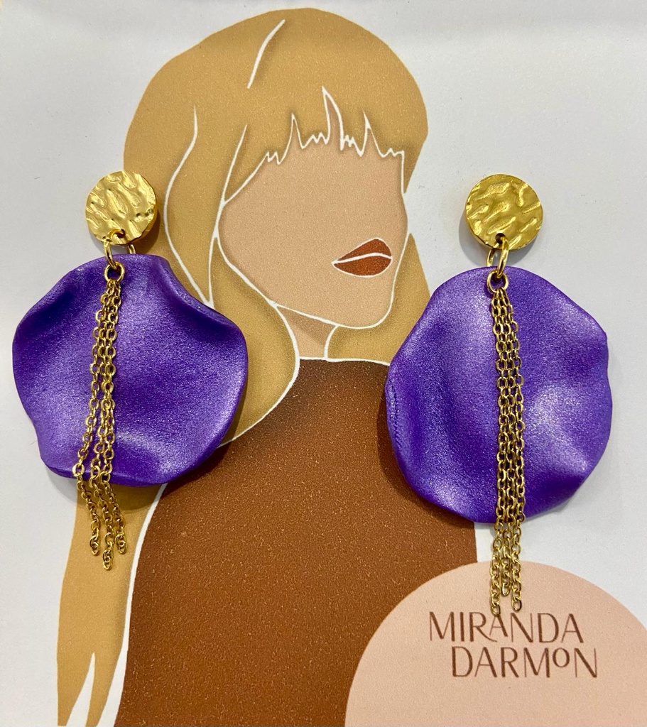 Pendientes Cadena morado - Miranda Darmon