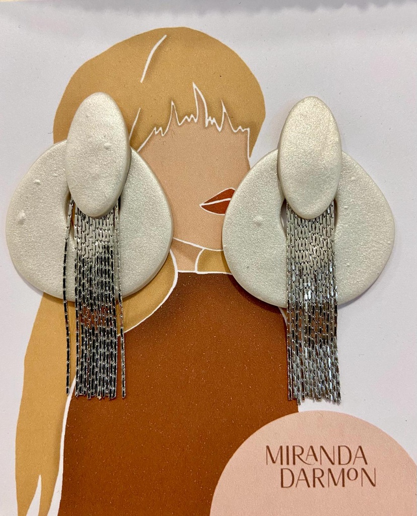 Pendientes Flecos plateados - Miranda Darmon