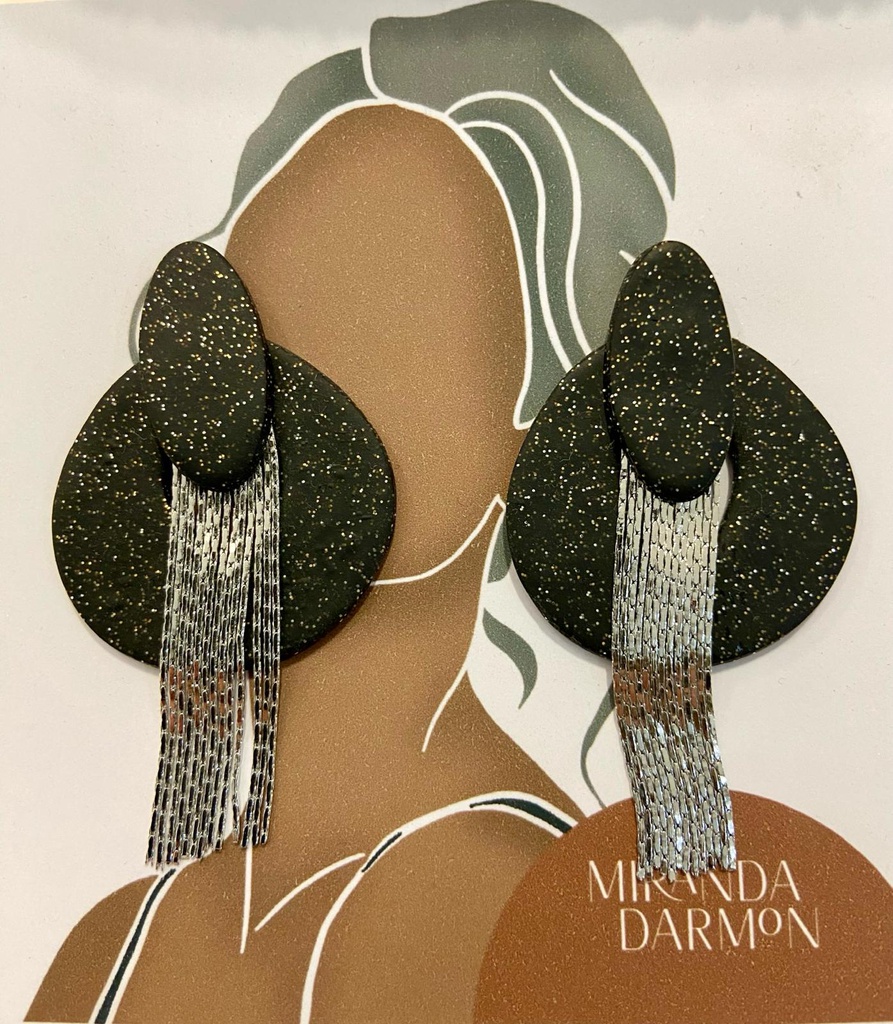 Pendientes Flecos negros - Miranda Darmon