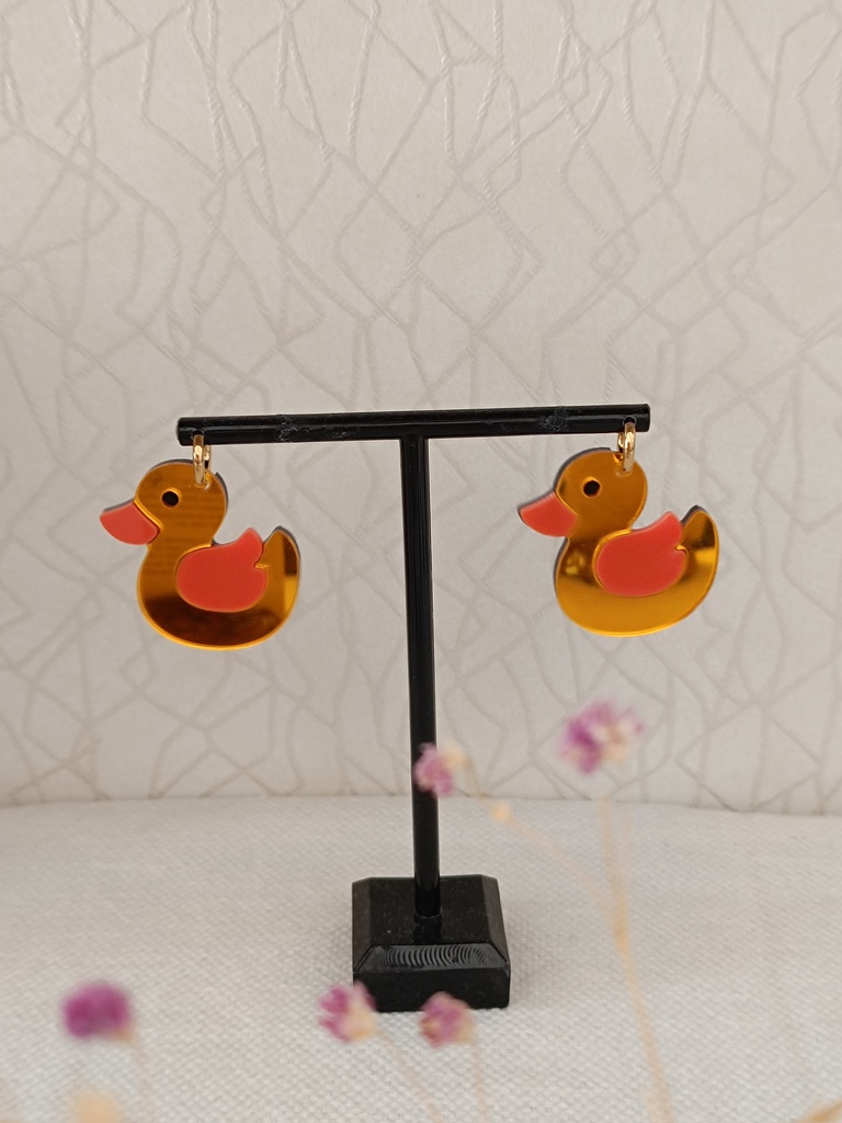 Pendientes Pato de Goma Aro Metacrilato
