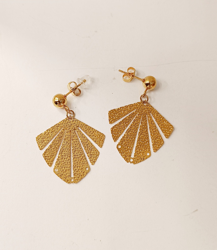 Pendientes Hoja Palm Abstract Dorado