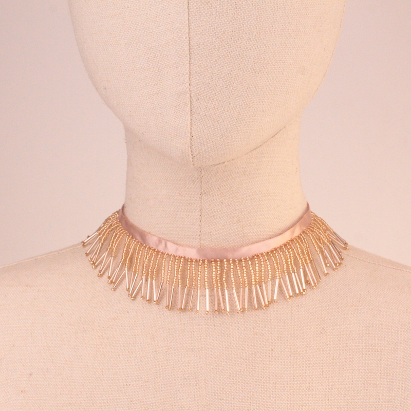 Choker Lluvia Oro Rosa Champagne Rosado