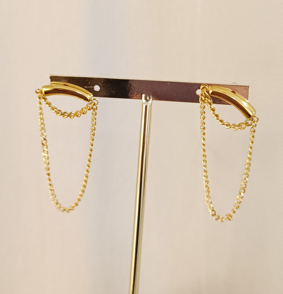 Pendientes Cadena Doble Dorada