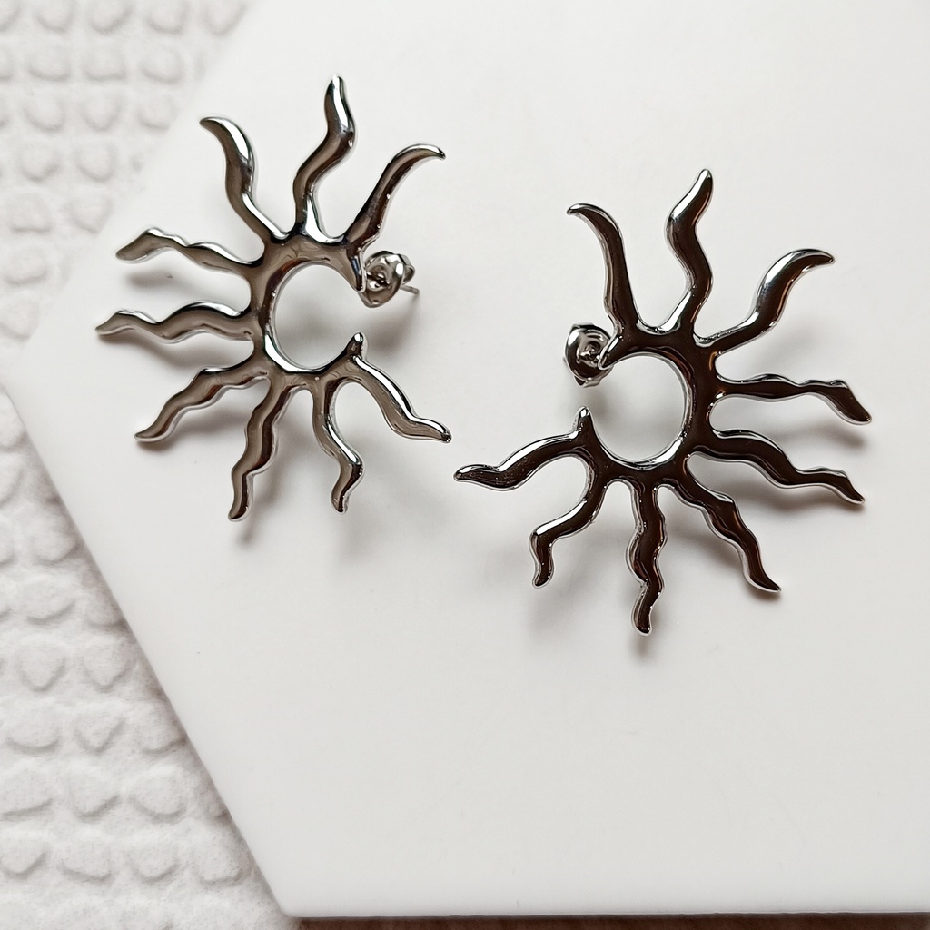 Pendientes Sol Barroco Plateado