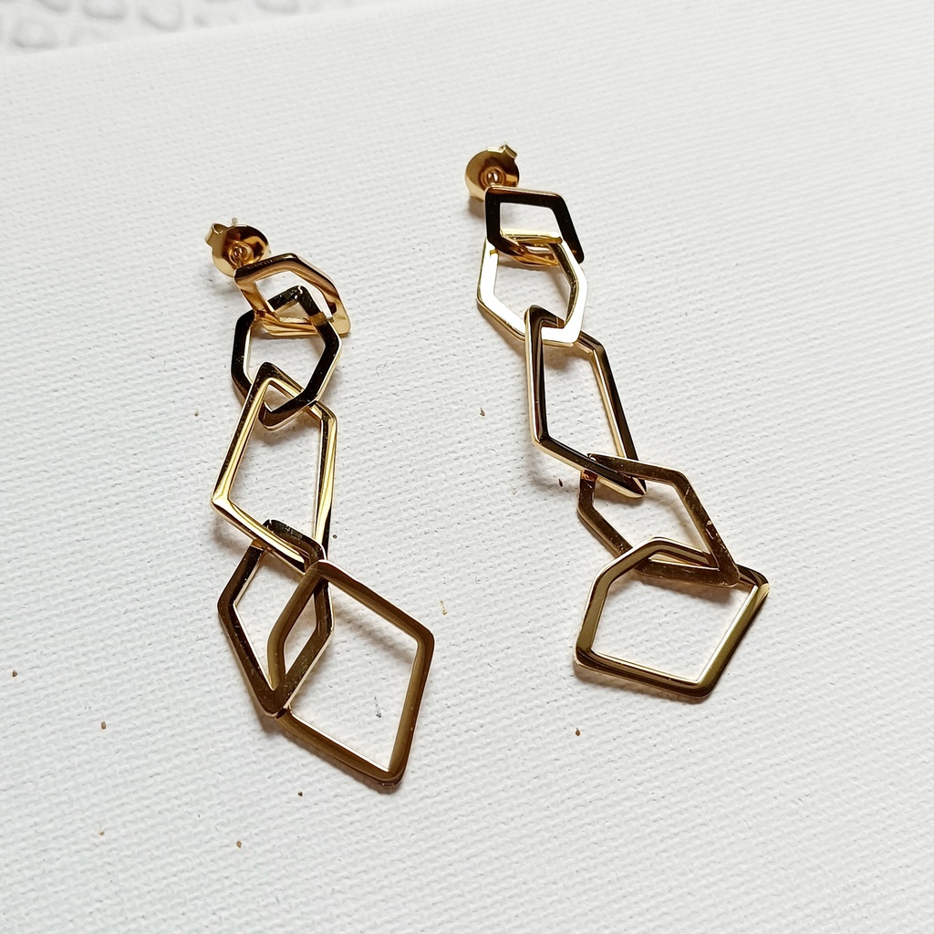 Pendientes Largos Geo Siluetas Dorado