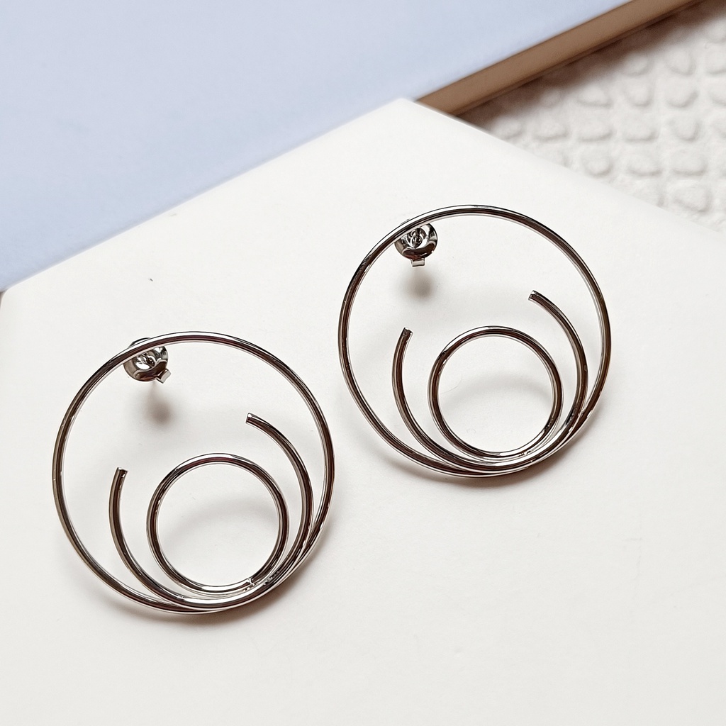 Pendientes Circulos Abstract Plateado