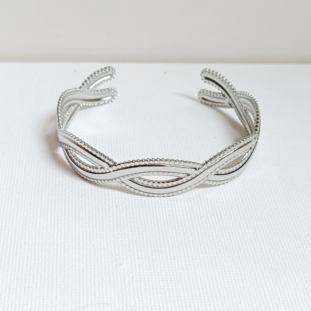 Brazalete Wave Entrelazado Plateado