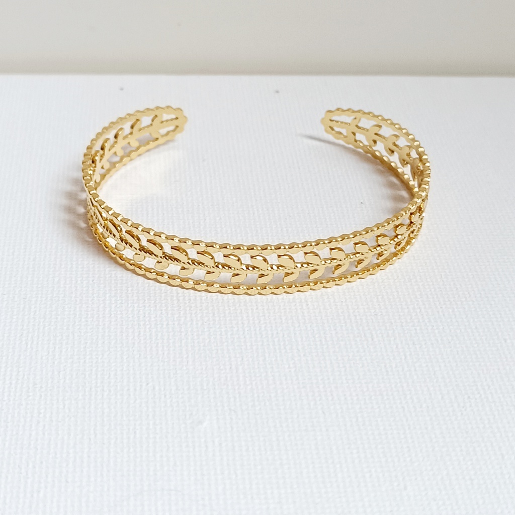 Brazalete Hoja Laurel Interior Dorado