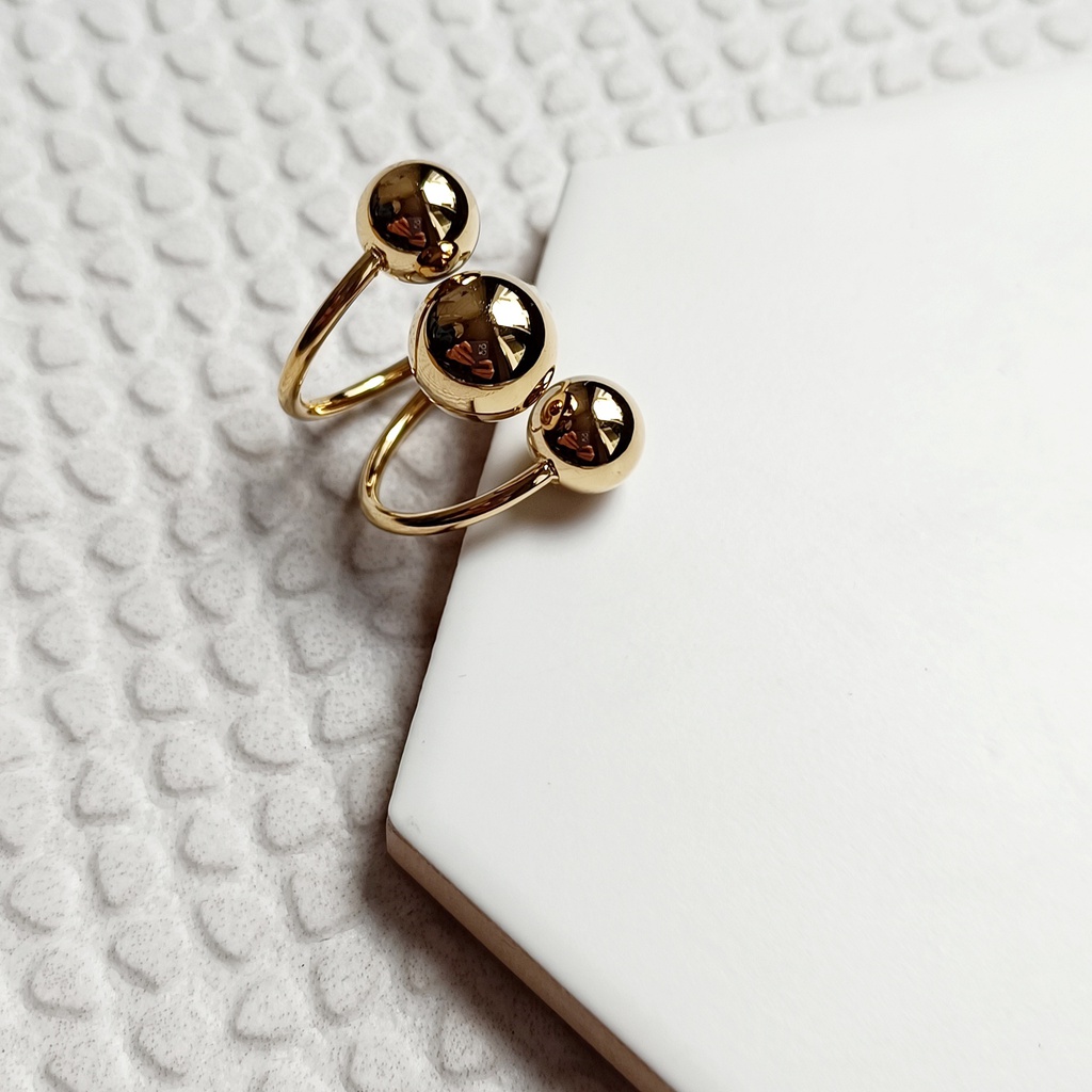 Anillo Triple Gota Maxi Dorado