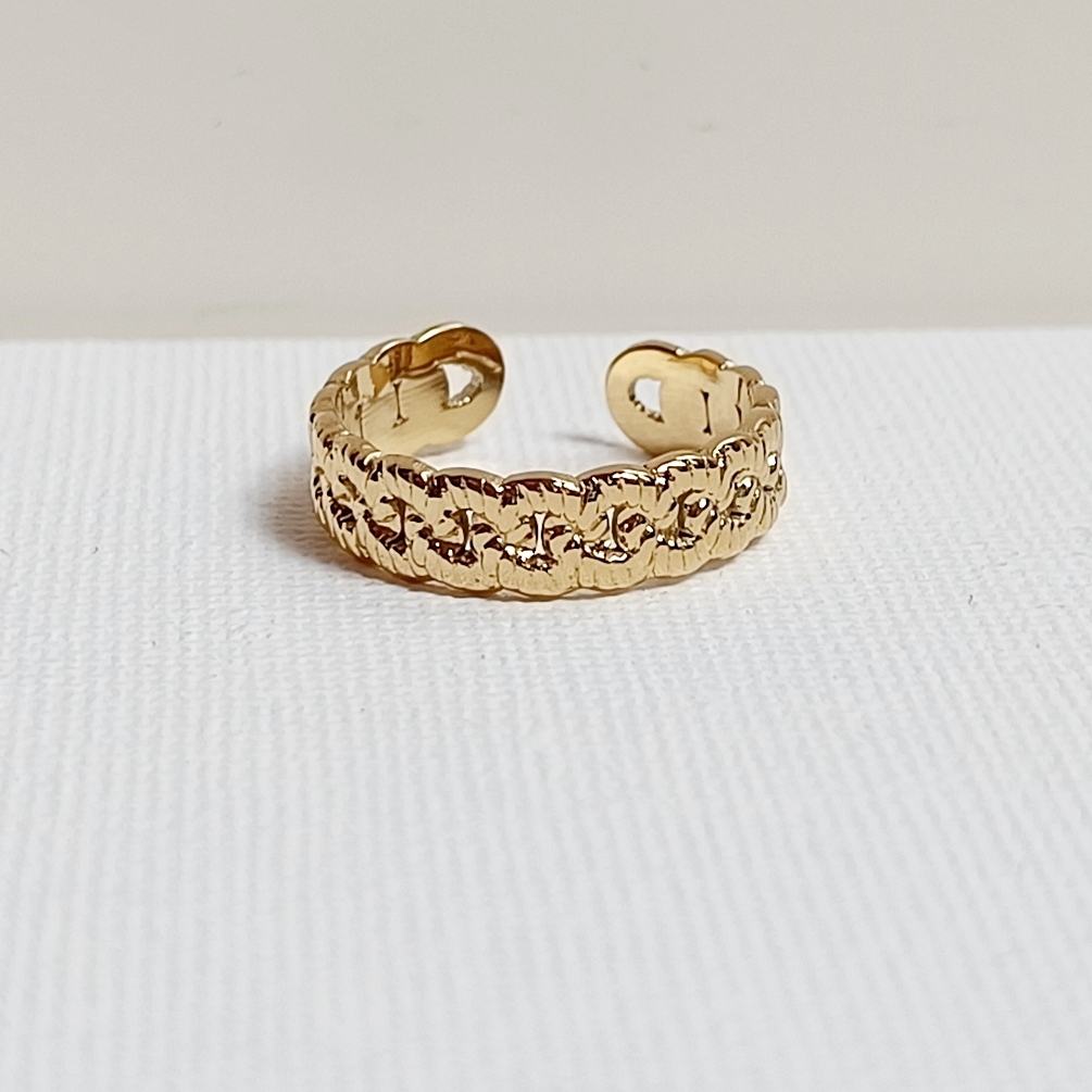 Anillo Trenza Textura Dorado