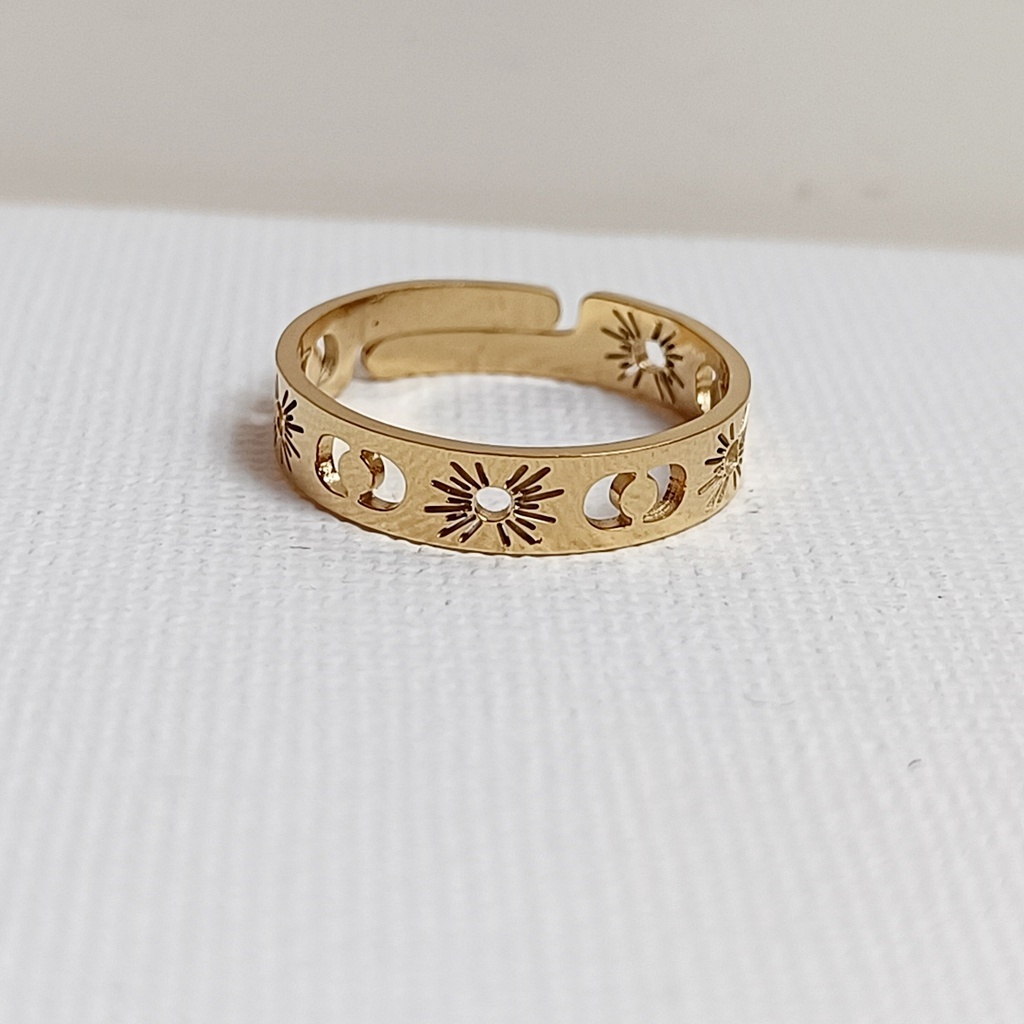 Anillo Soles y Lunas Dorado