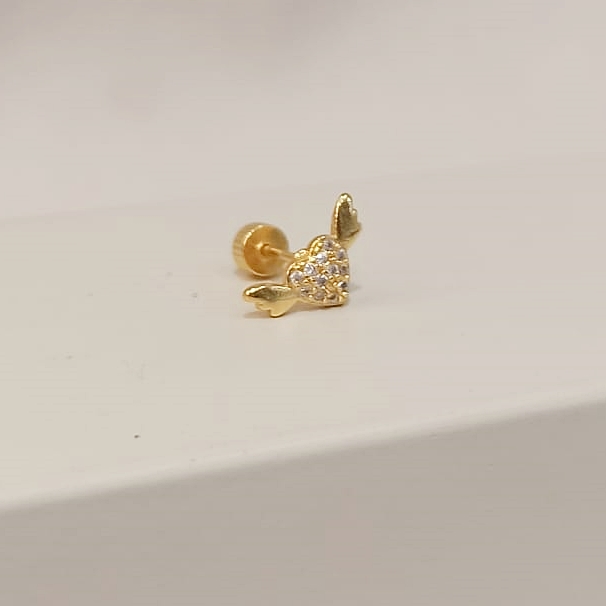 Pendiente Corazón con Alas Dorado (Rosca)