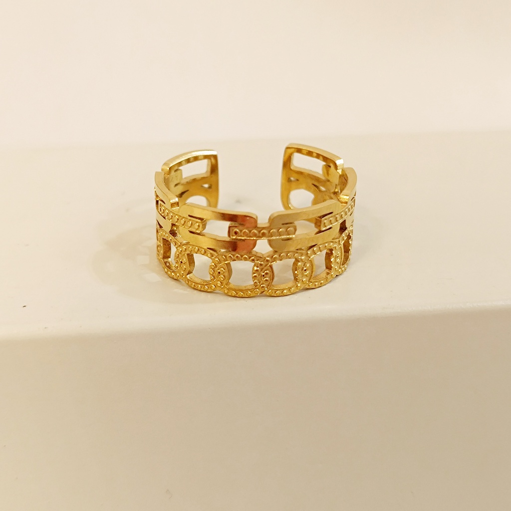 Anillo Double Chain (Dorado)