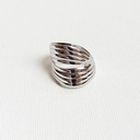 Anillo Doble Hoja Abstract Plateado