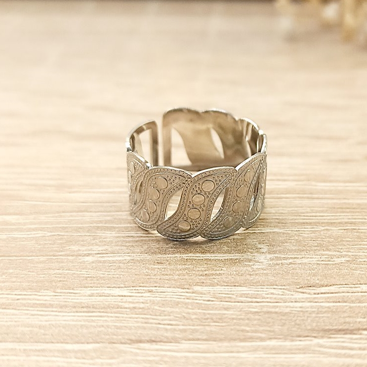 Anillo Olas Plateado