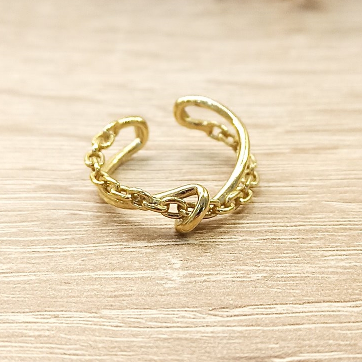 Anillo Cadenita Nudo Dorado
