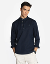 Camisa Polera San Diego Cuello Mao Lino Marino - Harper &amp; Neyer