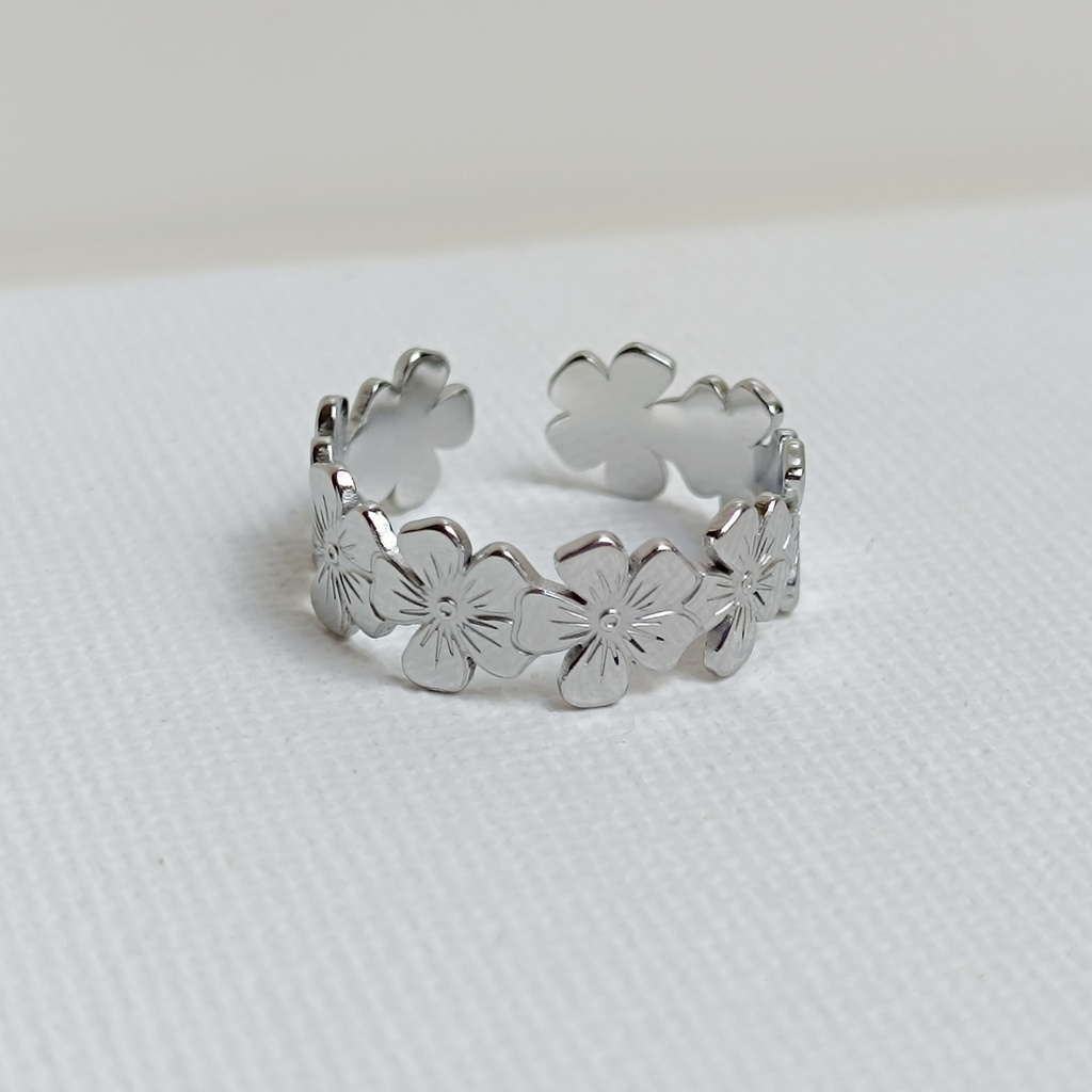 Anillo Flores Plateado