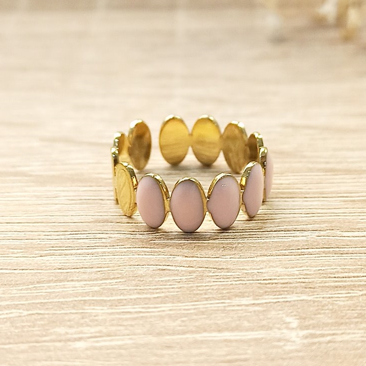 Anillo Óvalos Rosa Dorado