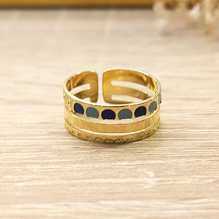 Anillo Triple Círculos Azules