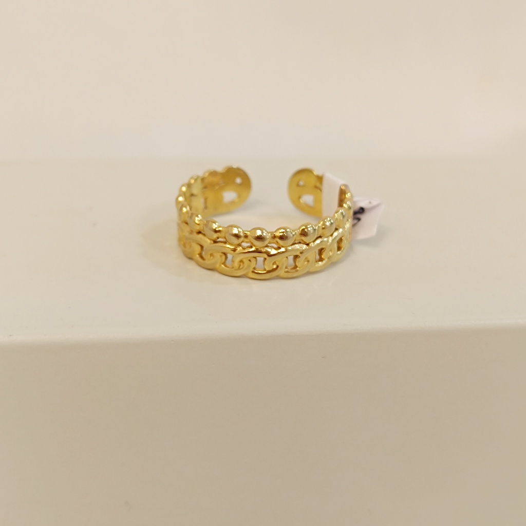 Anillo Doble Cadena y Puntitos Dorado