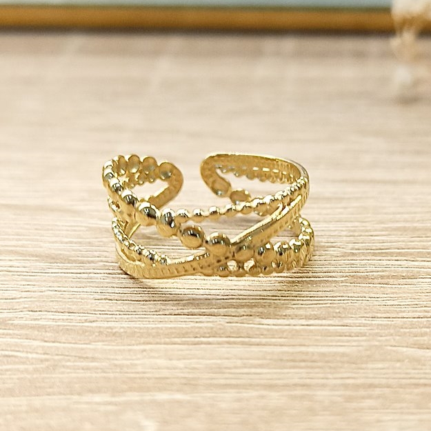 Anillo Multi Cruzado Puntitos Dorado