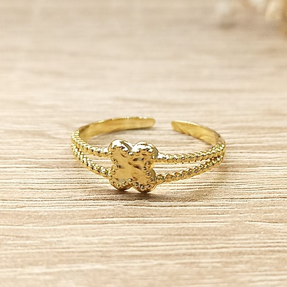 Anillo Doble Fino Aspa Dorado
