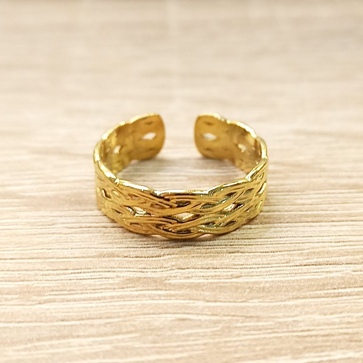 Anillo Doble Trenza Dorado