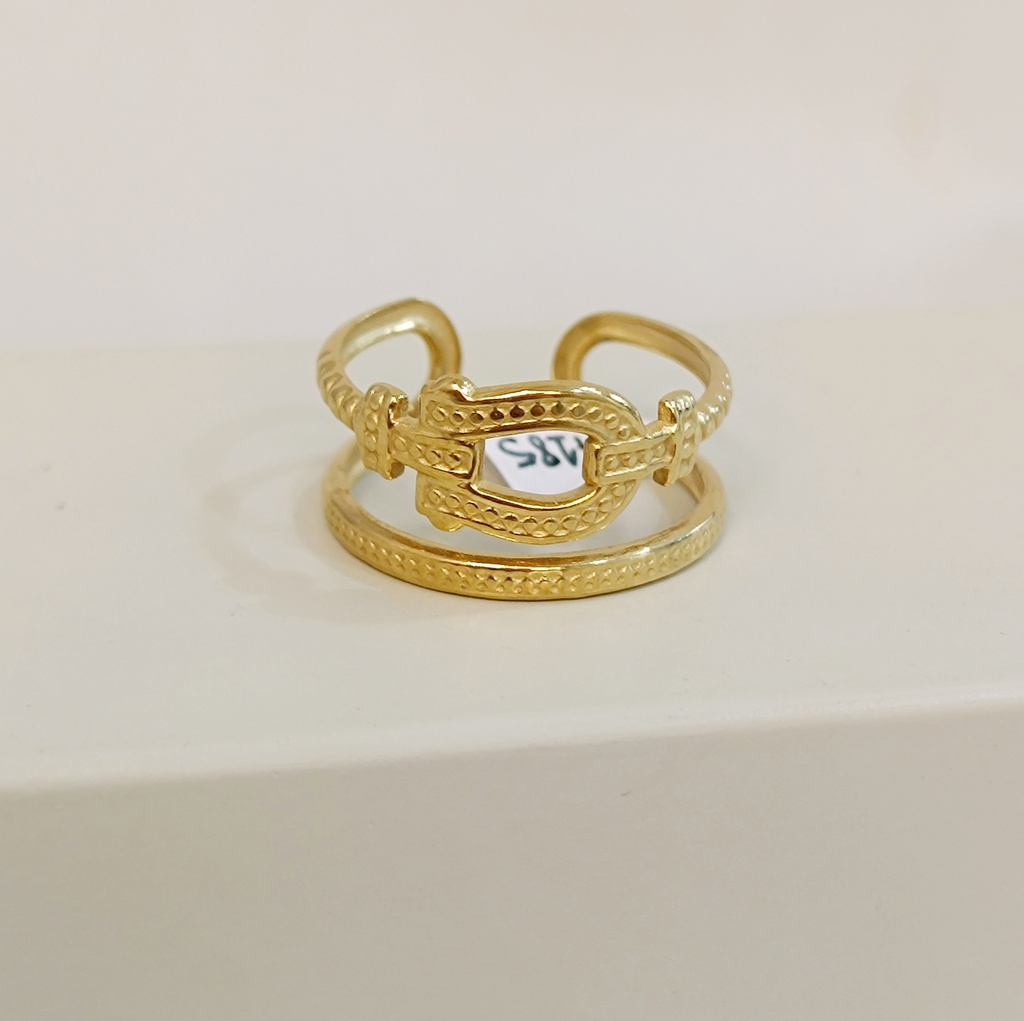 Anillo Doble Eslabón Dorado
