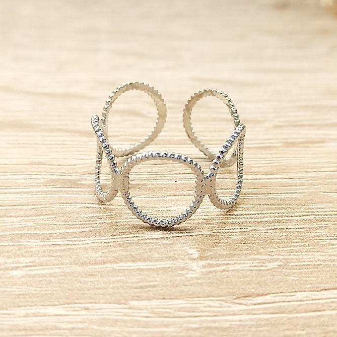 Anillo Circulos Grandes Plateado