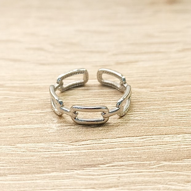 Anillo Cadena Rectancular Plateado