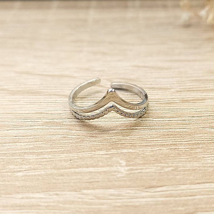 Anillo Doble Pico Plateado
