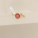 Anillo Piedra Circular Rosa