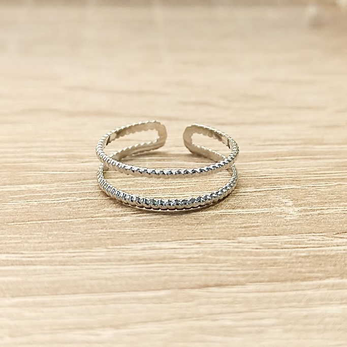 Anillo Doble Fino Plateado