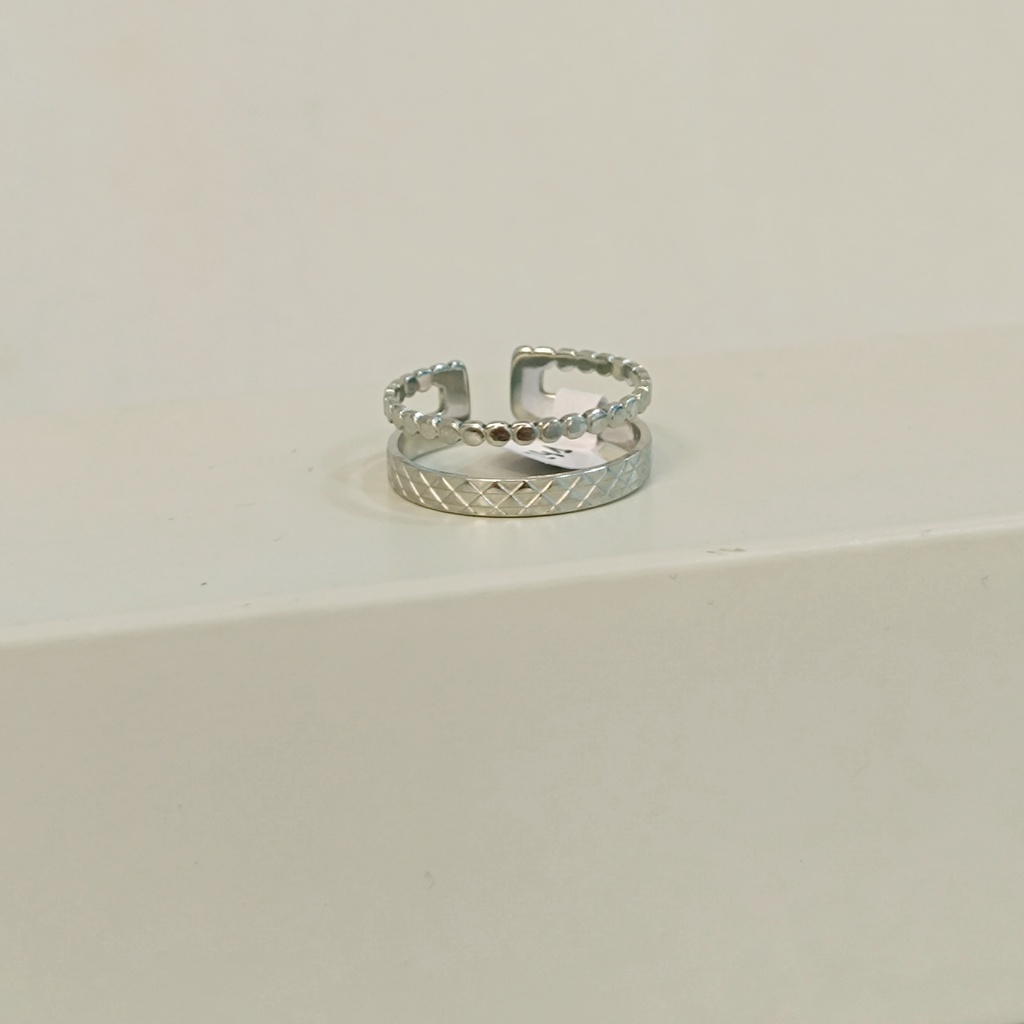 Anillo Doble Relieves Plateado
