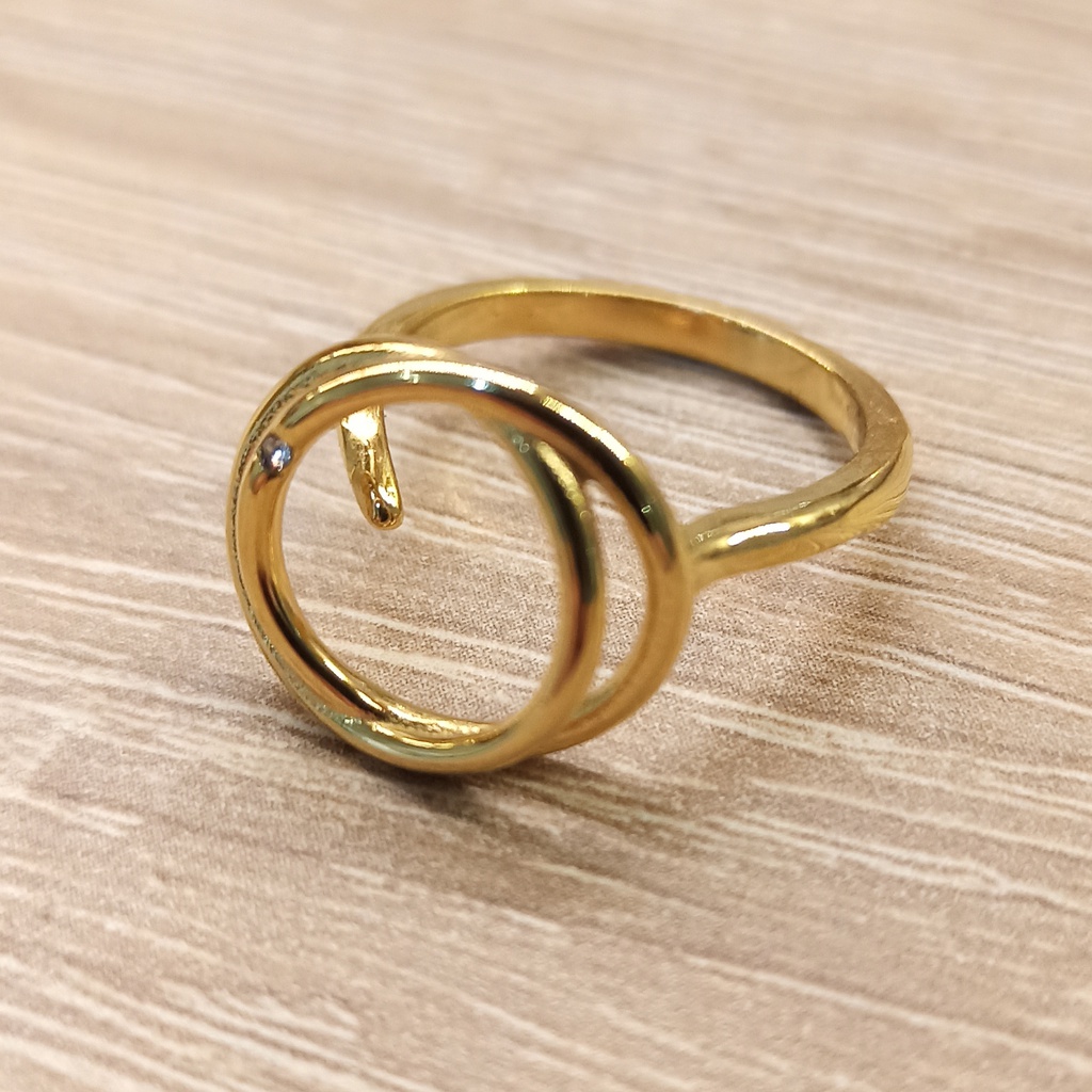 Anillo Doble Círculo Dorado