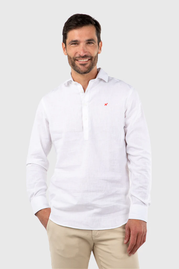 Camisa Polera Blanca Lino  - Williot