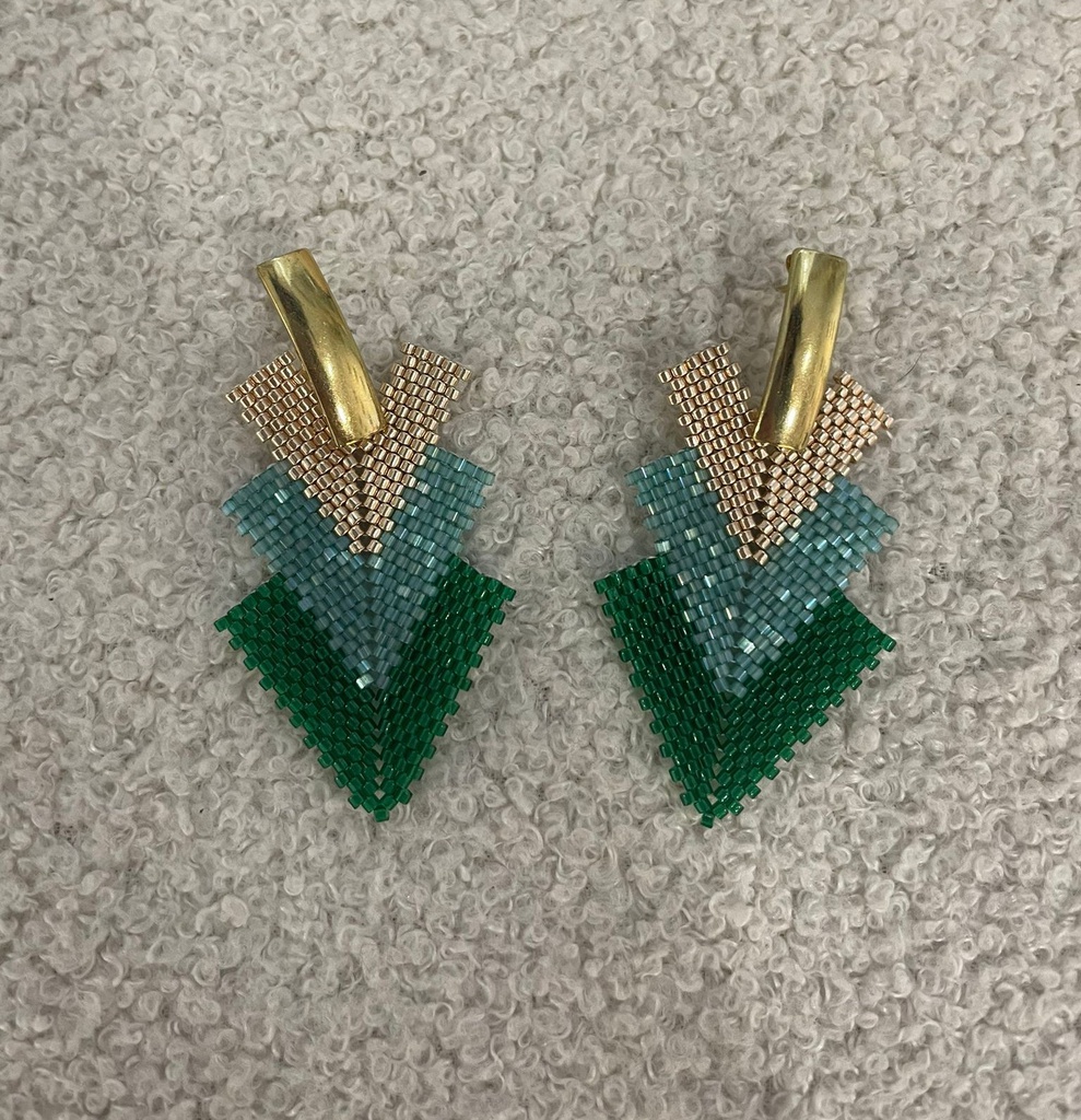 Pendientes Miyuki Verdes y Dorados