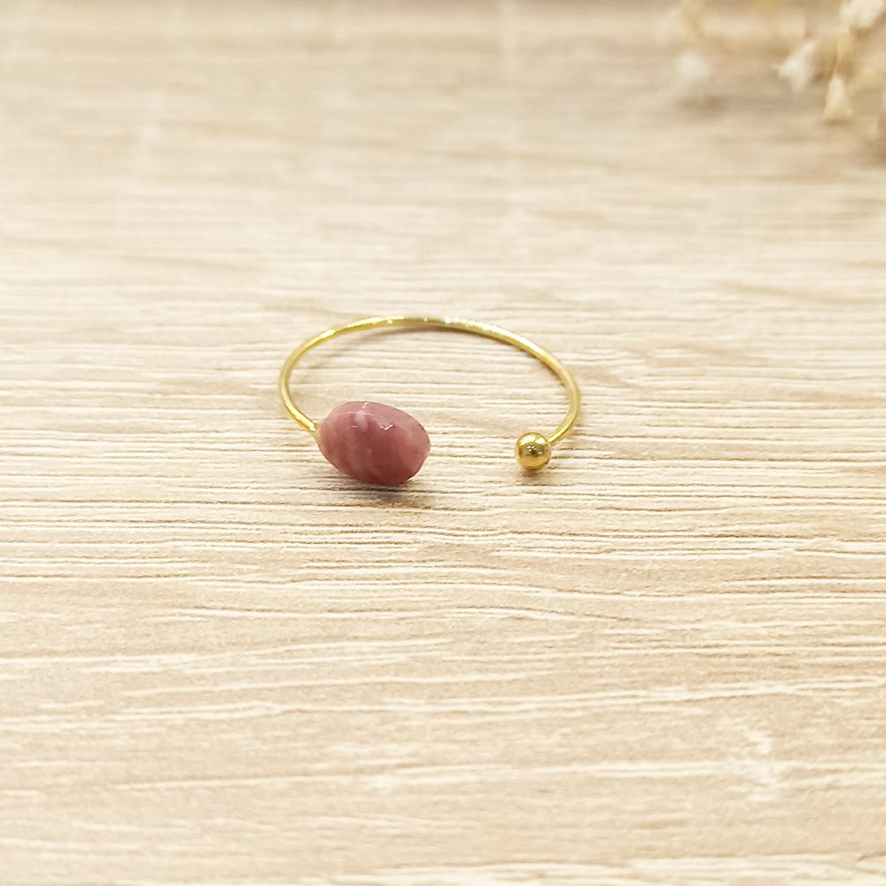 Anillo Abierto Cuarzo Rosa Dorado