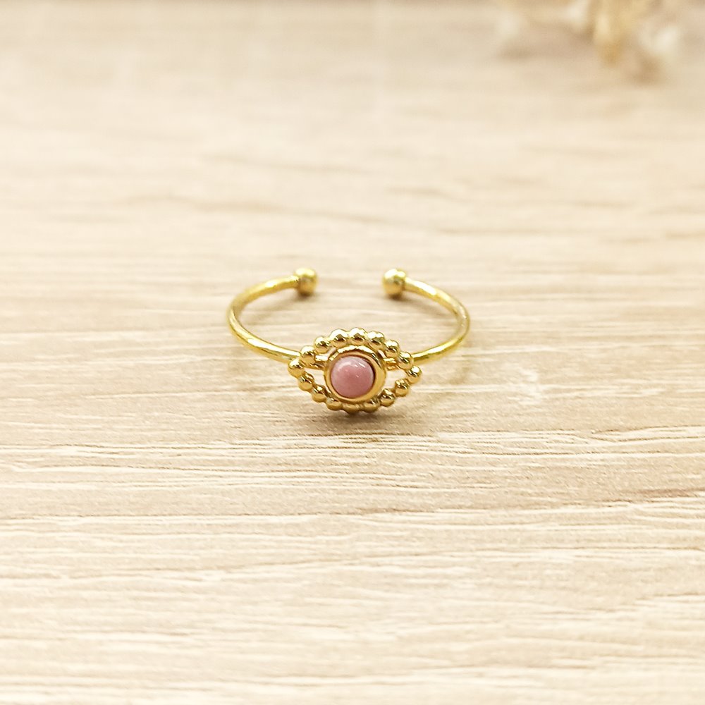 Anillo Ojo Rosa Dorado
