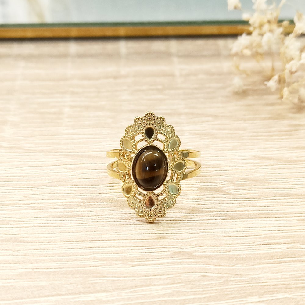 Anillo Mandala Marrón Dorado